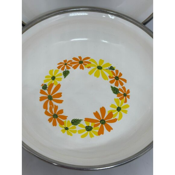 VTG EKCO "Country Garden" Daisy Porcelain Clad Pans | Set of 2 Made in Italy - Picture 4 of 9